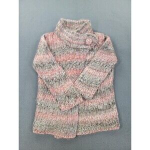 Carole Little Sweater Womens XS‎ Gray Pink Metallic Striped Wool Blend Cardigan